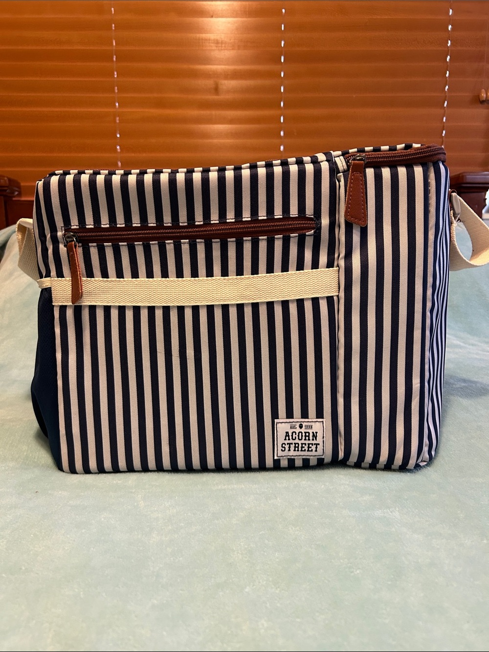 Navy & White Striped Cooler Bag